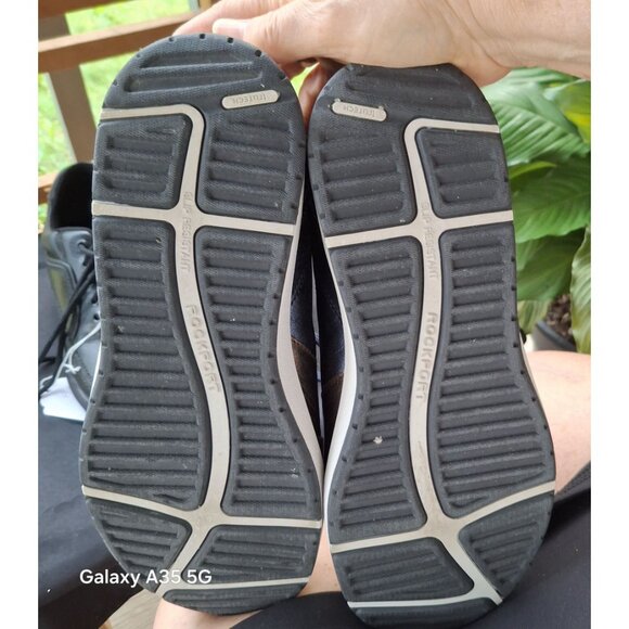 Rockport Women's 9XW Navy Blue Leather Sneakers Wide Fit Gold Glittery Comfort - Picture 10 of 14